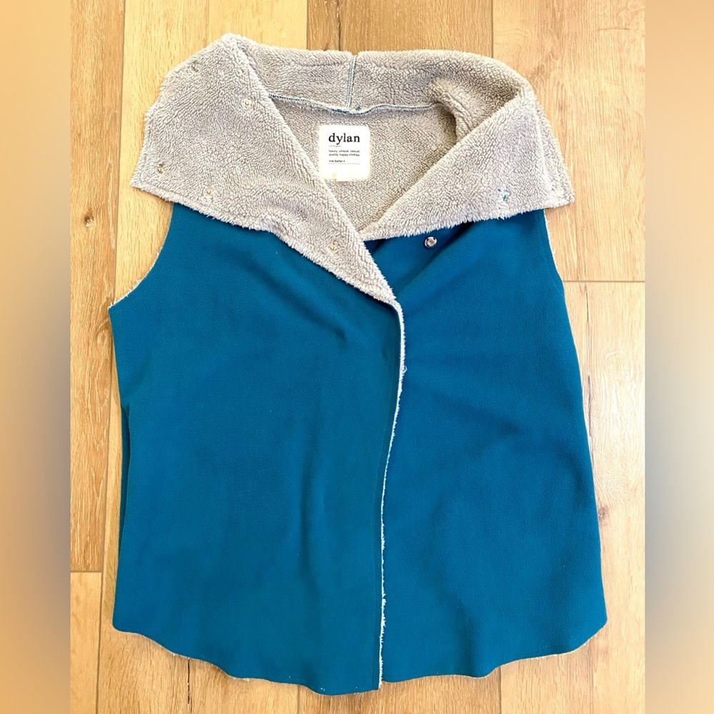 Dylan Microfleece Sherpa Wrap Vest Women’s XL Turquoise Gray Soft Cozy